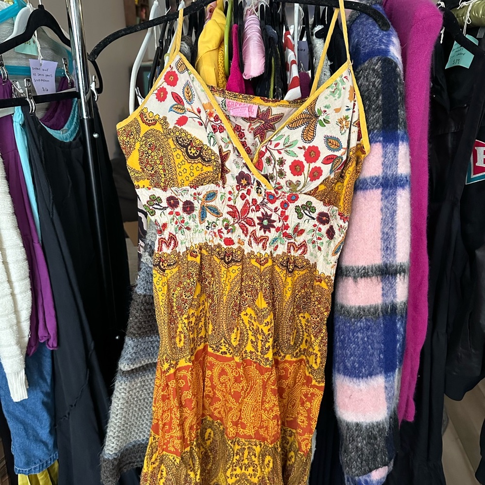 She's Cool Multicolor Floral Dress with Yellow Accents